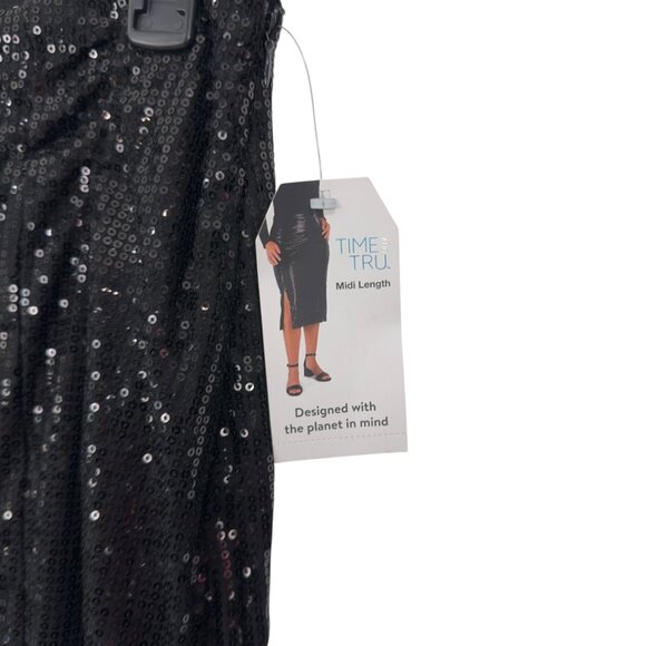 Time and Tru Womens SZ M Sequined Pencil Skirt Black Mid-Rise Knee-Length - Picture 9 of 12